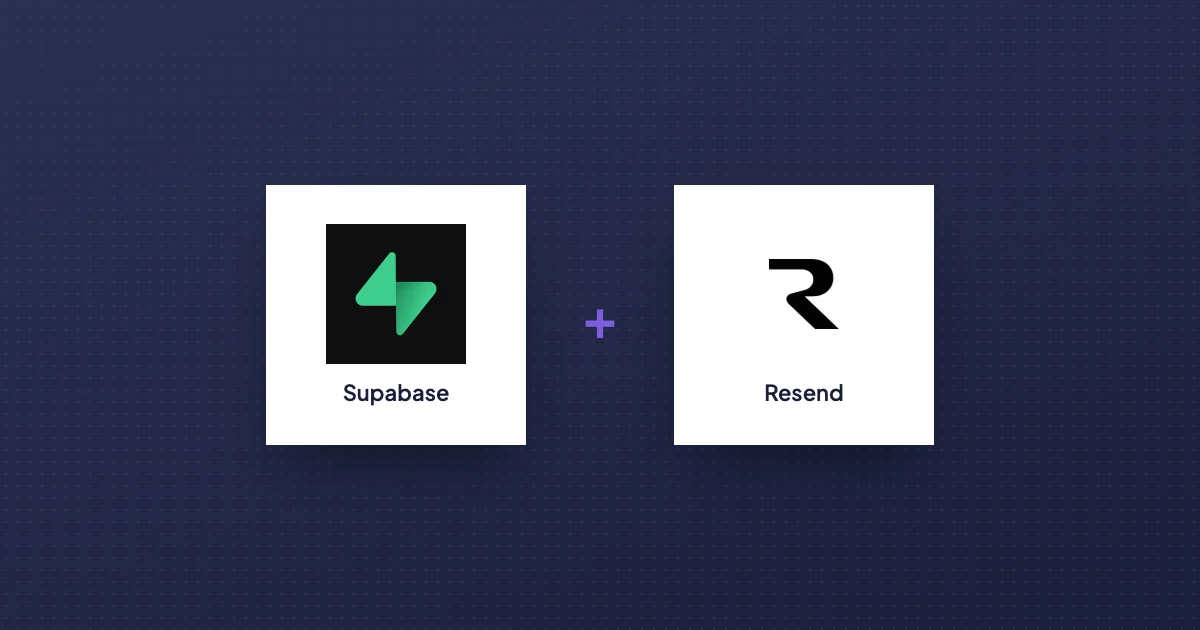 Supabase and Resend logos joined by a plus sign