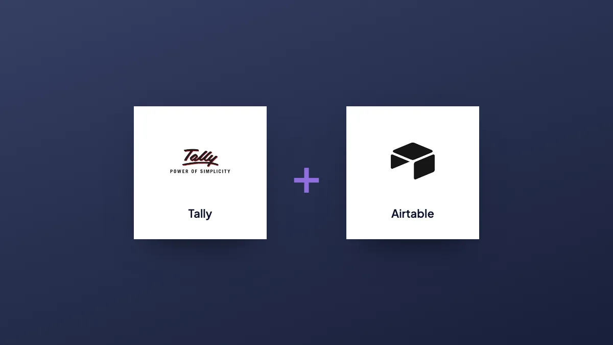 Tally and Airtable logos joined by a plus sign