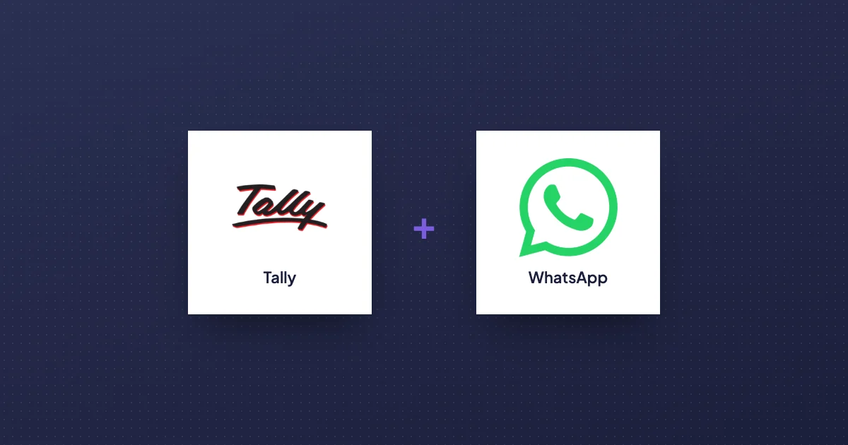 Tally and WhatsApp Business API logos joined by a plus sign