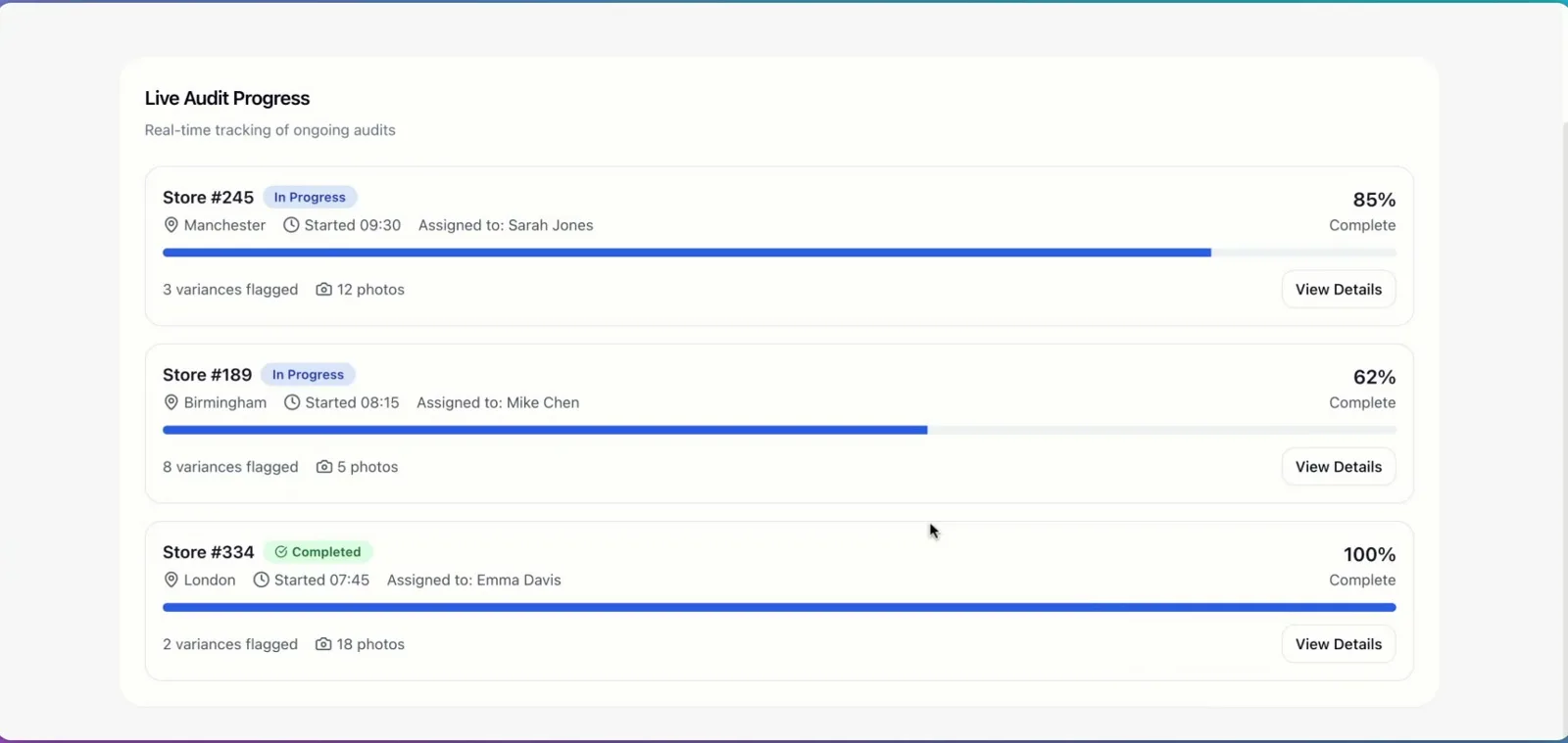 Retail audit and shift operations hub: screen from the build