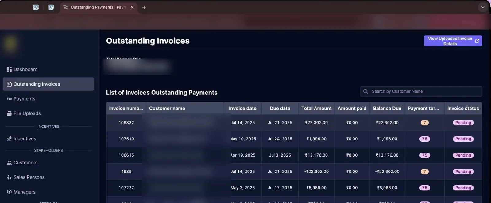 Outstanding invoice reminders on WhatsApp: screen from the build