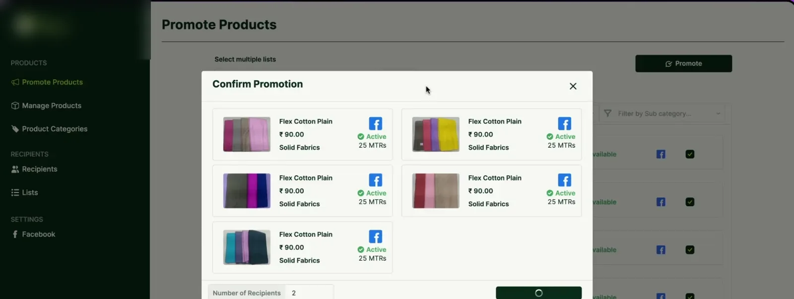 Confirm the five-product carousel before it goes out.