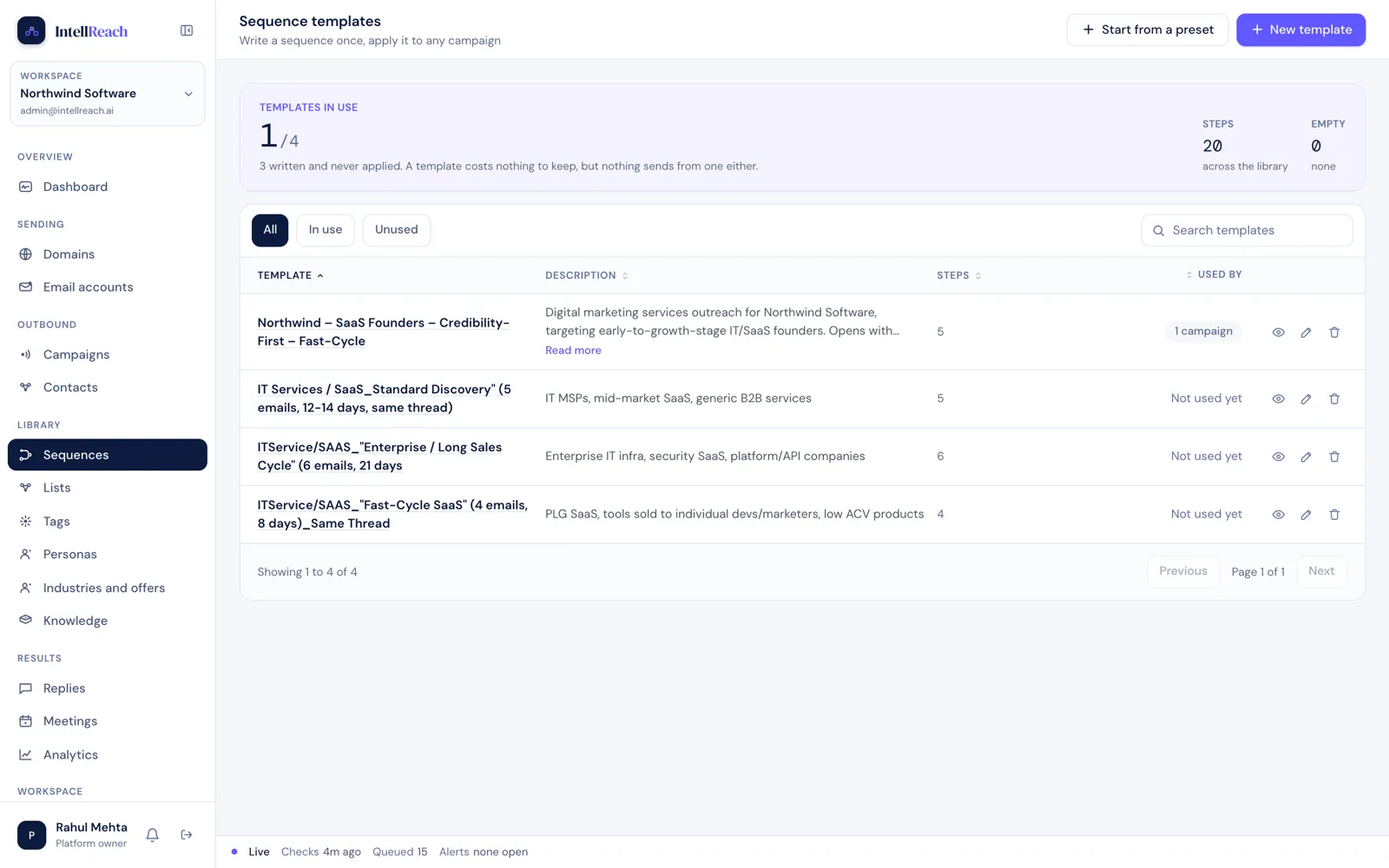 IntellReach AI: Sequences, written once