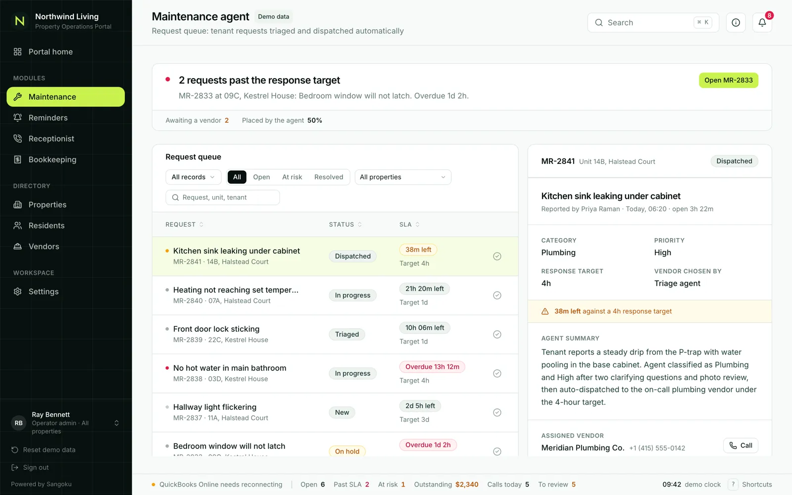A property management software company: A maintenance agent